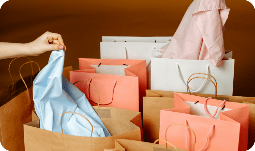 Shopping bags filled with retail purchases