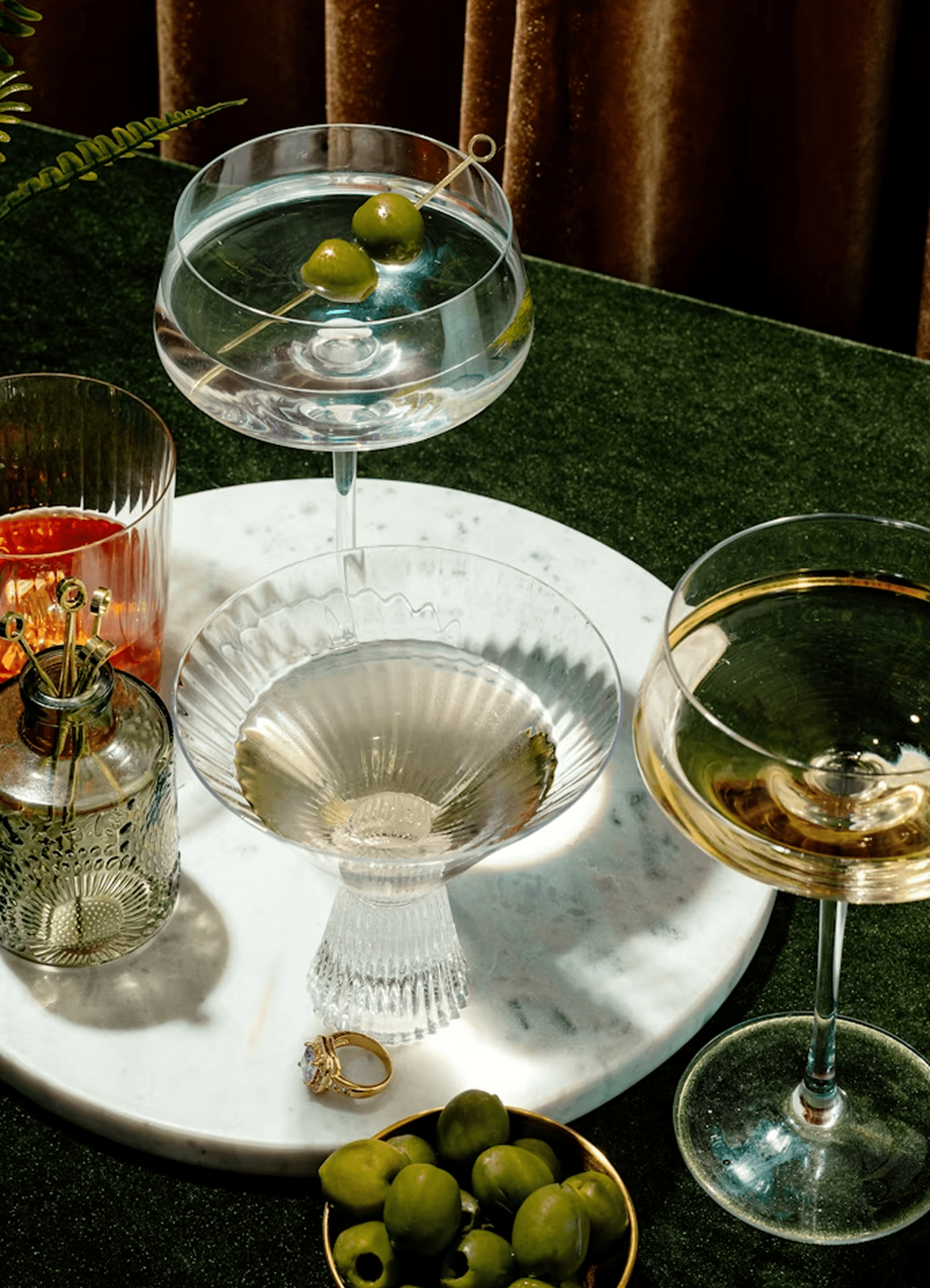 Cocktails on bar table