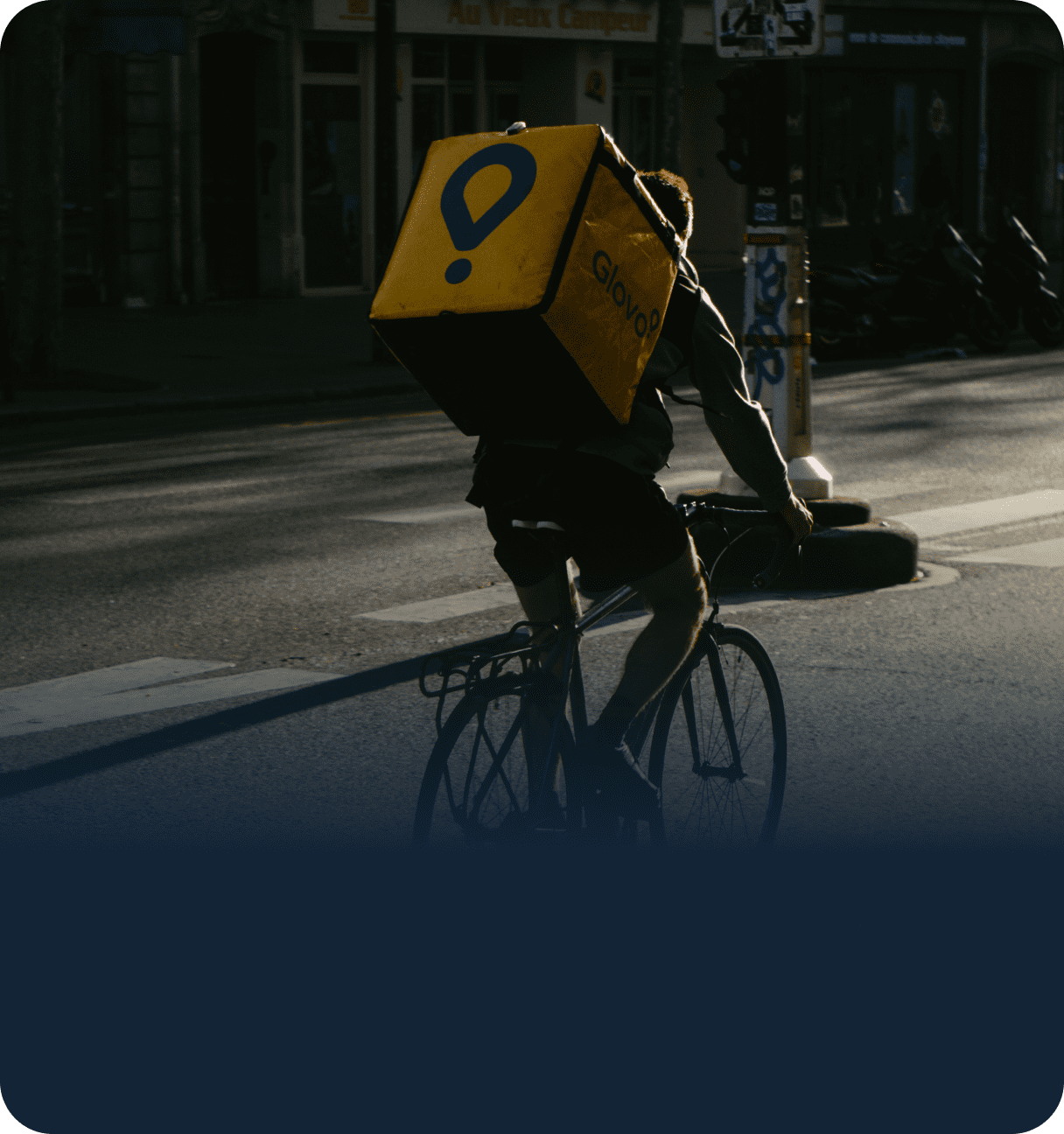 Food delivery rider on bike