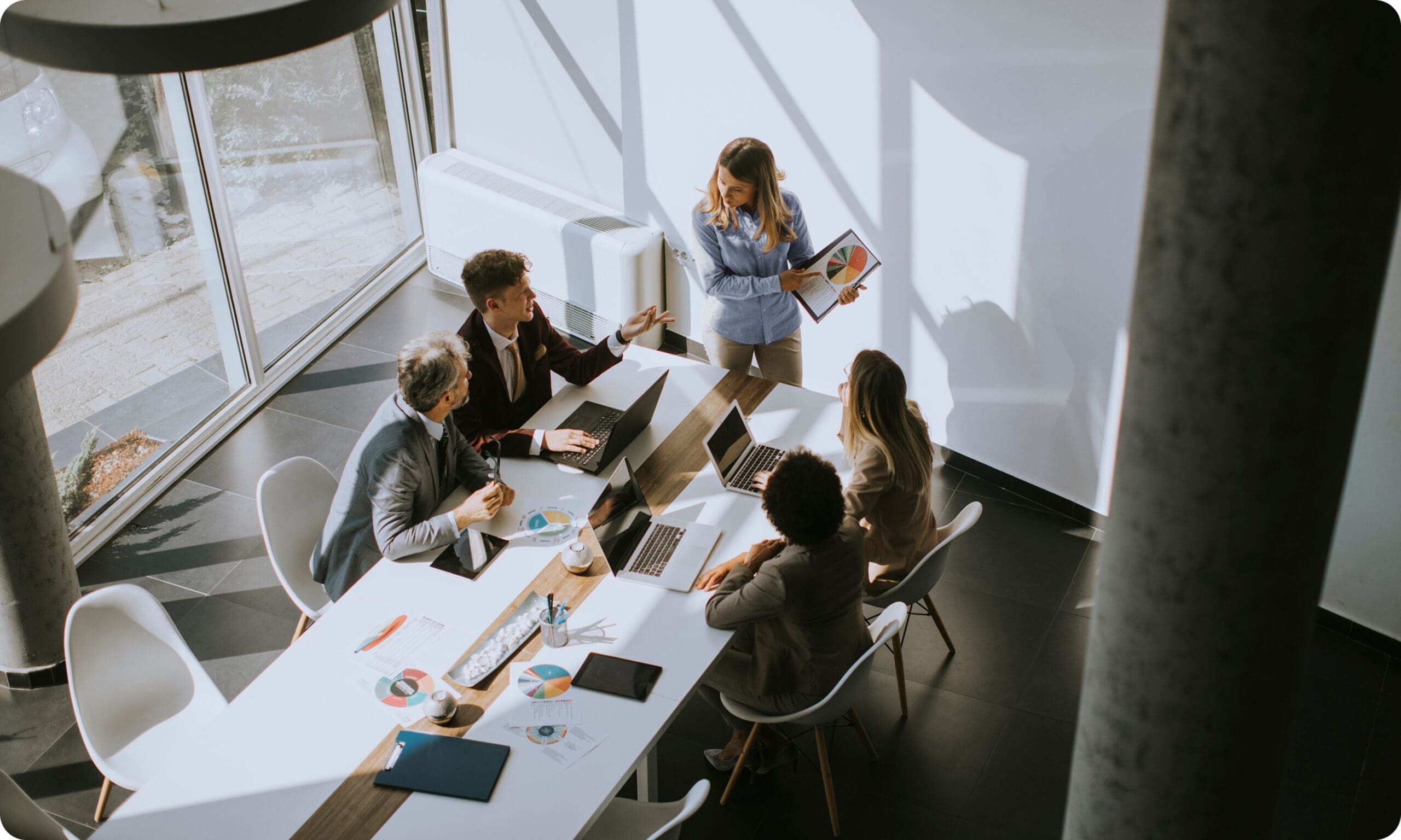 Team meeting around conference table